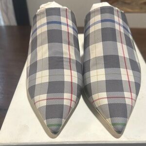 Simon Miller Plaid Mules in Gray and Cream